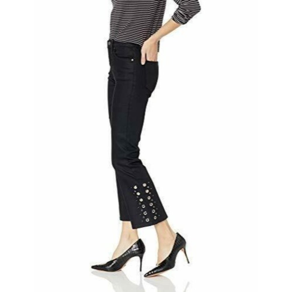 Women's Black Jeans with Eyelet Detail
